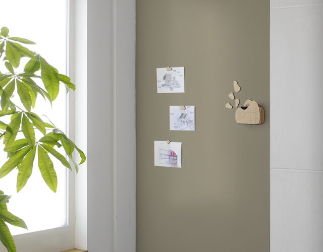 Frameloos whiteboard in olijfgroen geprint